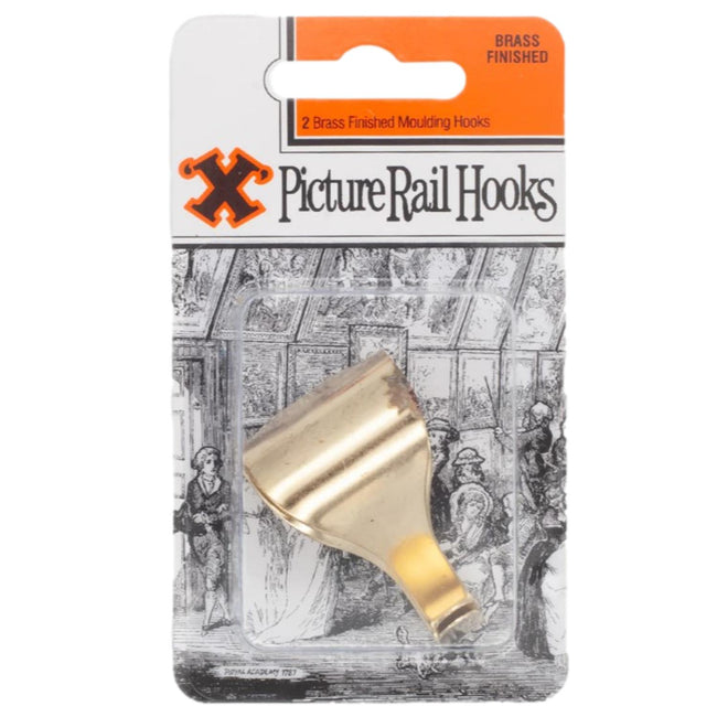 X-Hooks Picture Rail Hangers Brass Finish 2 Pack