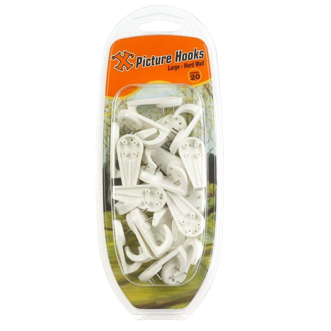 X-Hooks Hard Wall Picture Hooks Large Nylon (20 Pack)